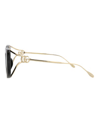 Gucci Gucci Womens Square/Rectangle Black Gold Grey Fashion Designer Eyewear