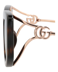 Gucci Gucci Womens Square/Rectangle Havana Gold Brown Fashion Designer Eyewear