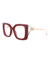 Gucci Womens Square/Rectangle Burgundy Gold Transparent Fashion Designer Eyewear