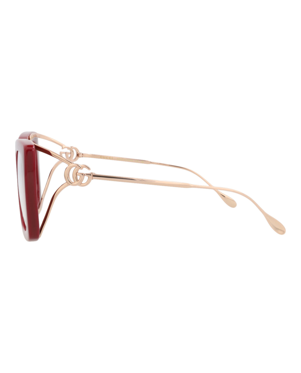 Gucci Womens Square/Rectangle Burgundy Gold Transparent Fashion Designer Eyewear