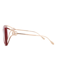 Gucci Womens Square/Rectangle Burgundy Gold Transparent Fashion Designer Eyewear