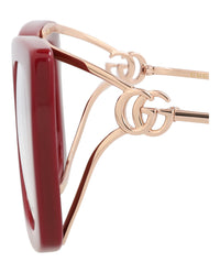 Gucci Womens Square/Rectangle Burgundy Gold Transparent Fashion Designer Eyewear