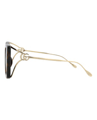 Gucci Gucci Womens Square/Rectangle Havana Gold Brown Fashion Designer Eyewear