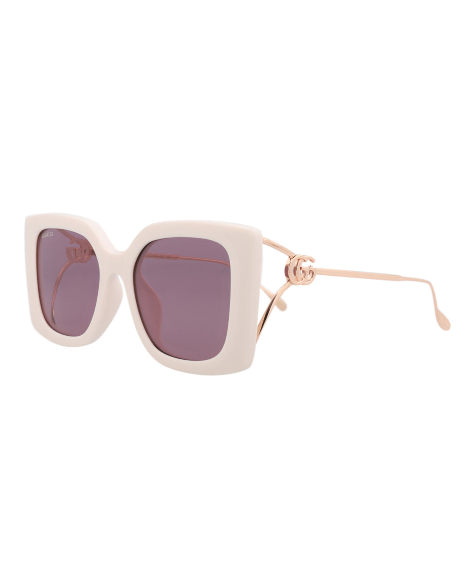 Gucci Womens Square/Rectangle Ivory Gold Violet Fashion Designer Eyewear