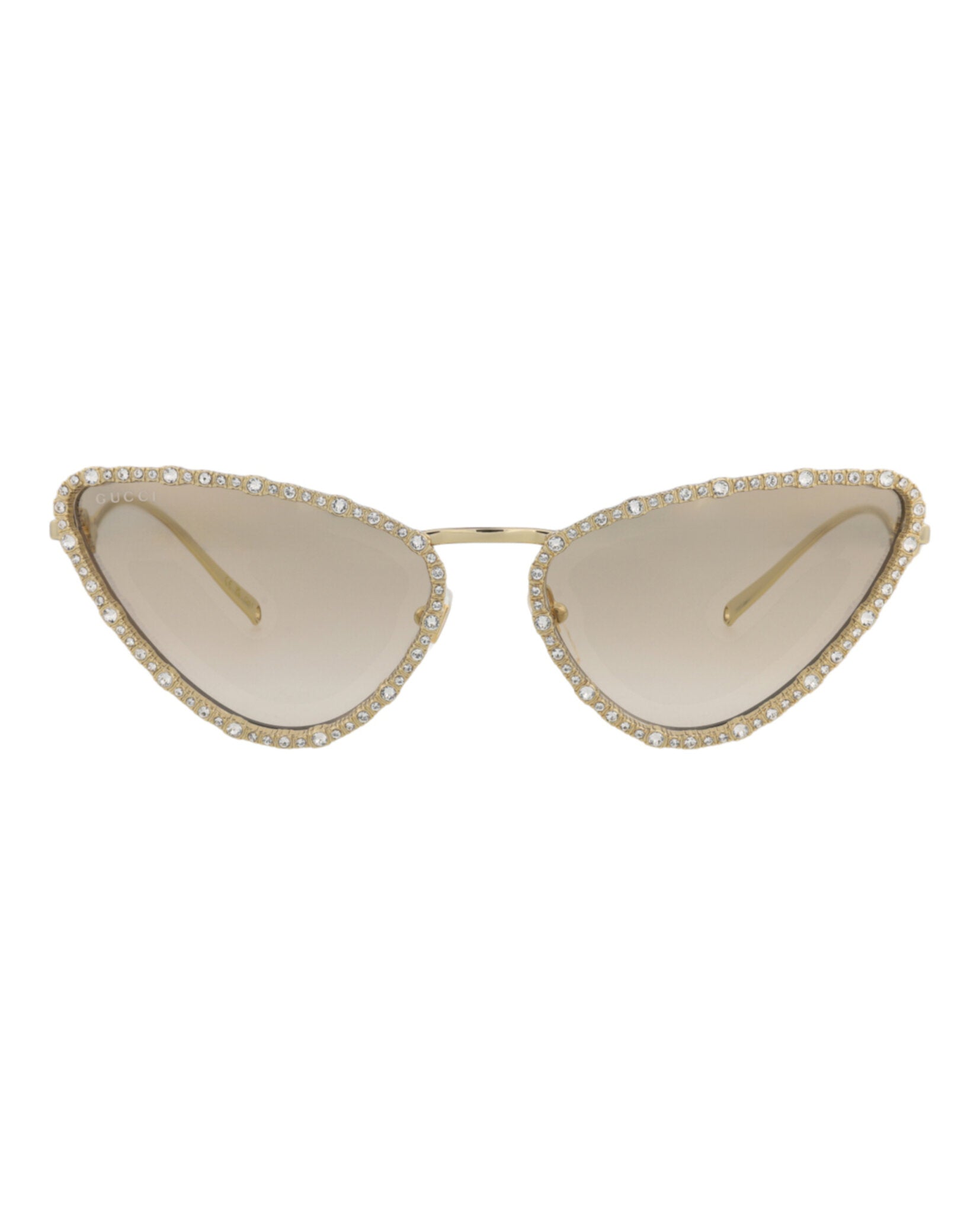 Gucci Gucci Womens Cat Eye Gold Gold Brown Fashion Designer Eyewear