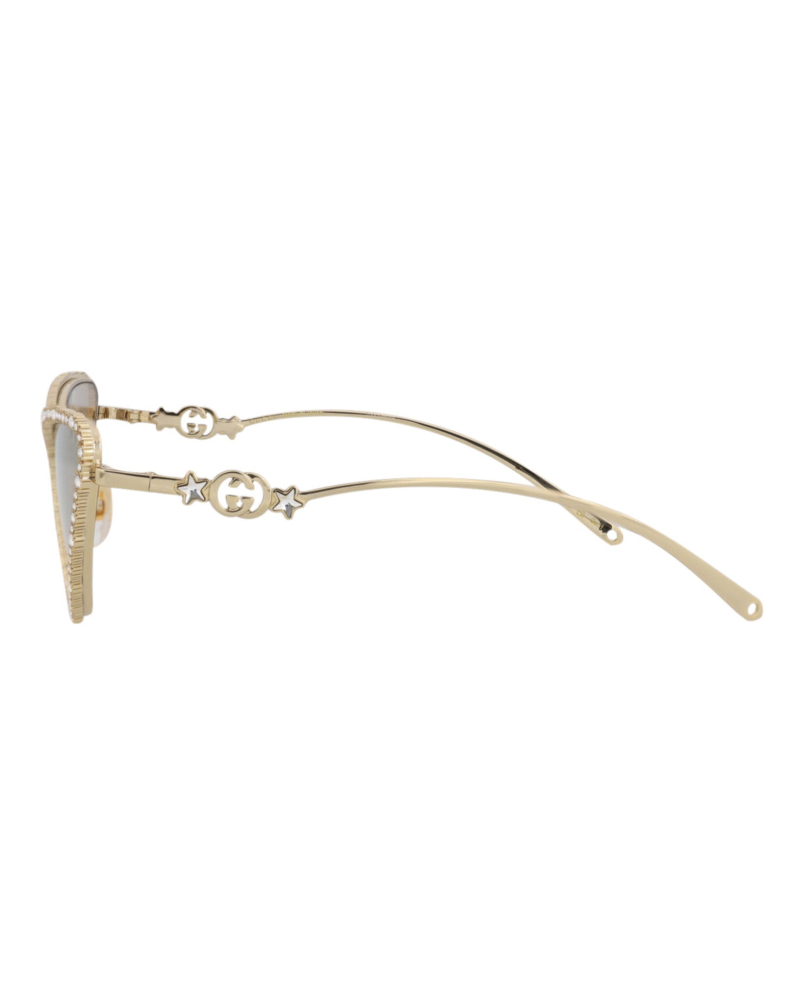 Gucci Gucci Womens Cat Eye Gold Gold Brown Fashion Designer Eyewear