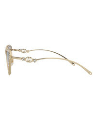 Gucci Gucci Womens Cat Eye Gold Gold Brown Fashion Designer Eyewear
