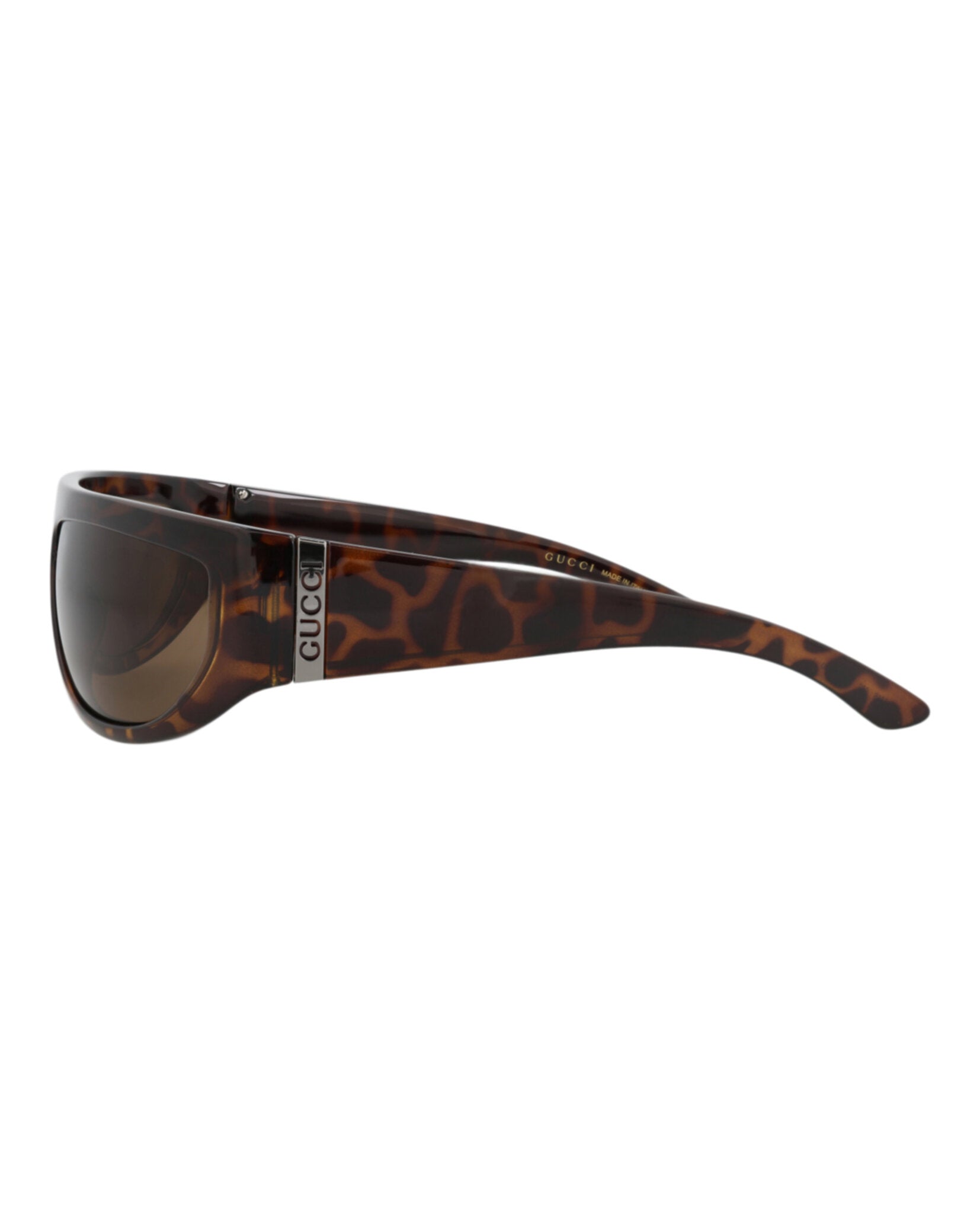 Gucci Mens Shield/Wrap Havana Havana Brown Fashion Designer Eyewear