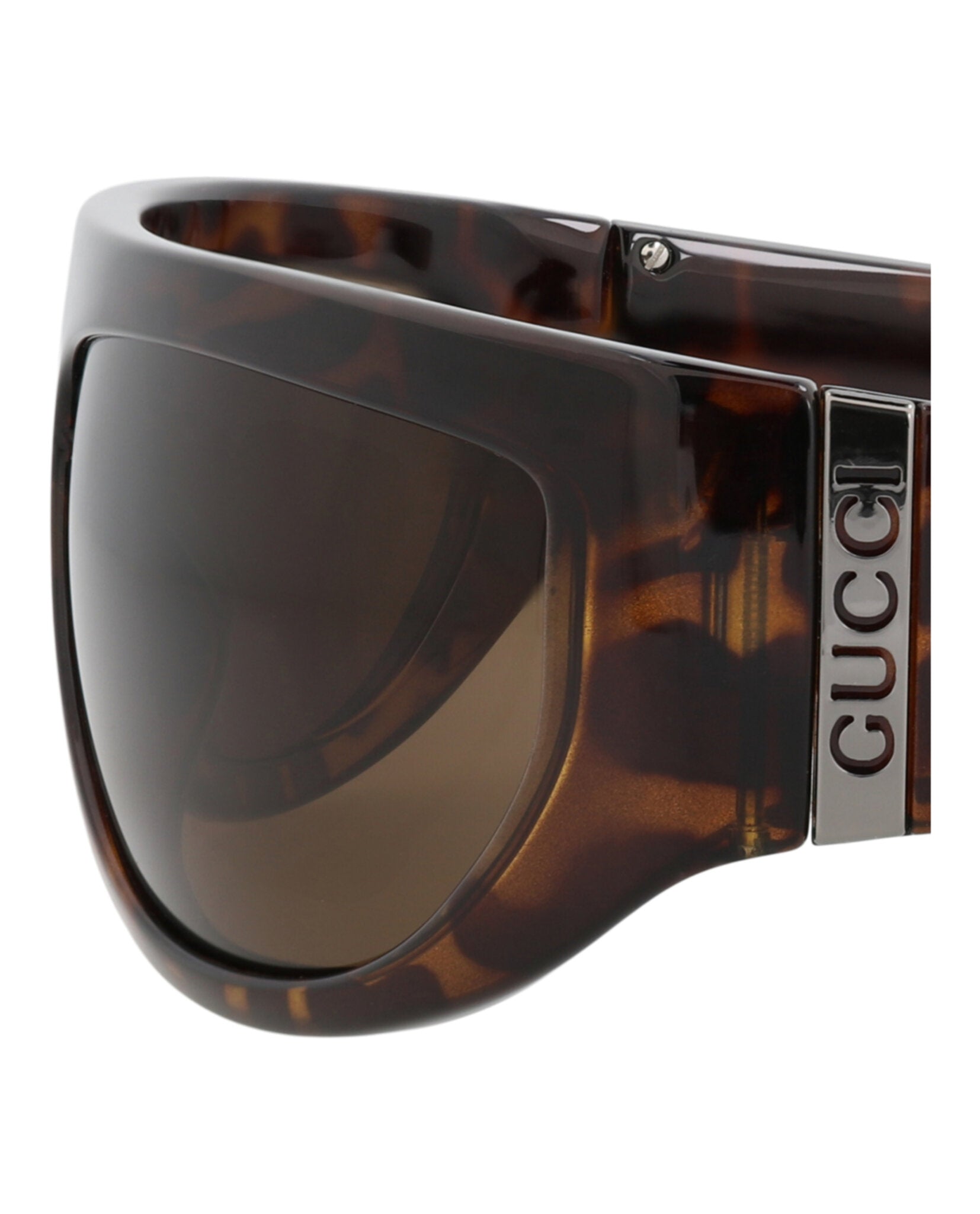 Gucci Mens Shield/Wrap Havana Havana Brown Fashion Designer Eyewear