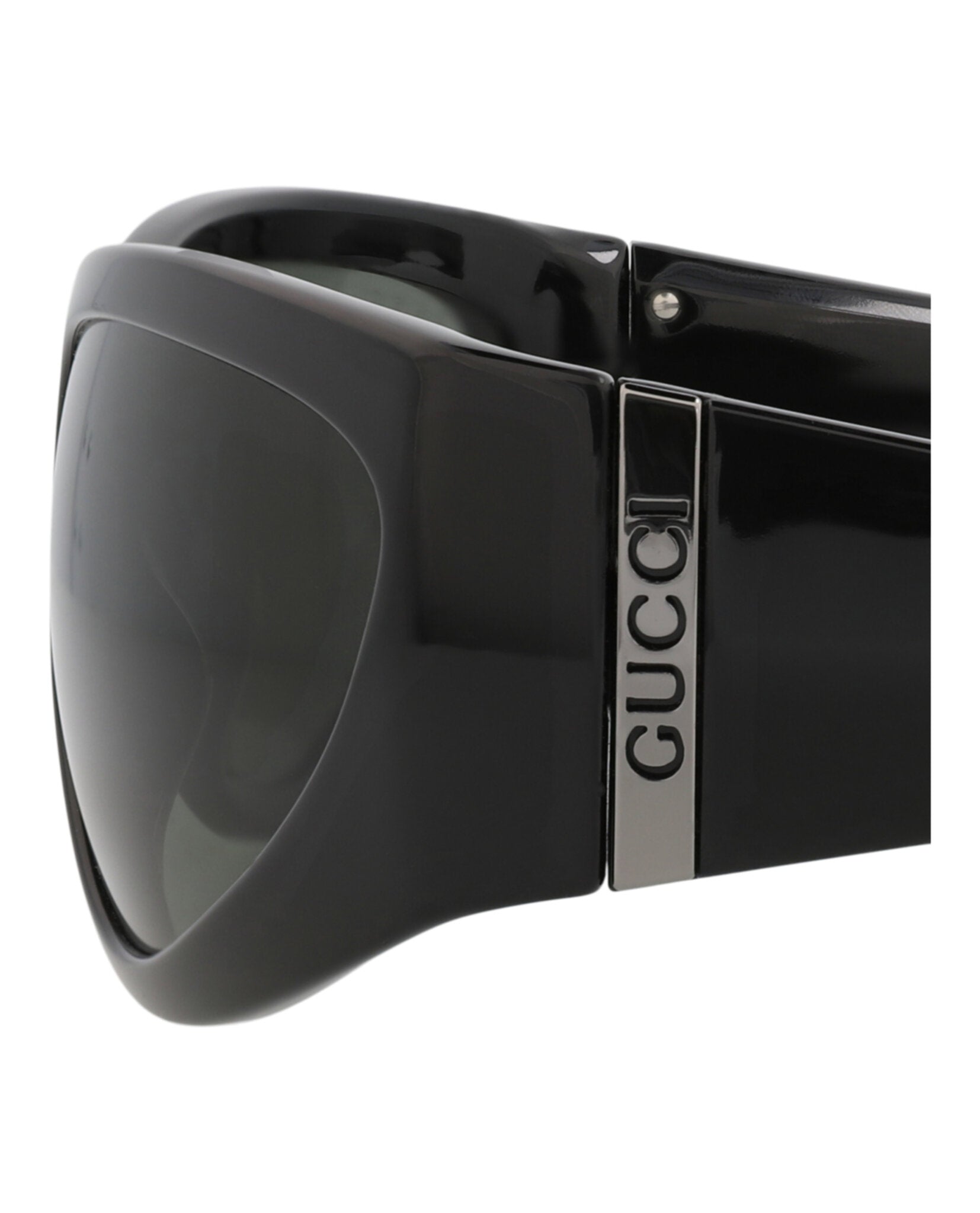 Gucci Mens Shield/Wrap Black Black Grey Fashion Designer Eyewear