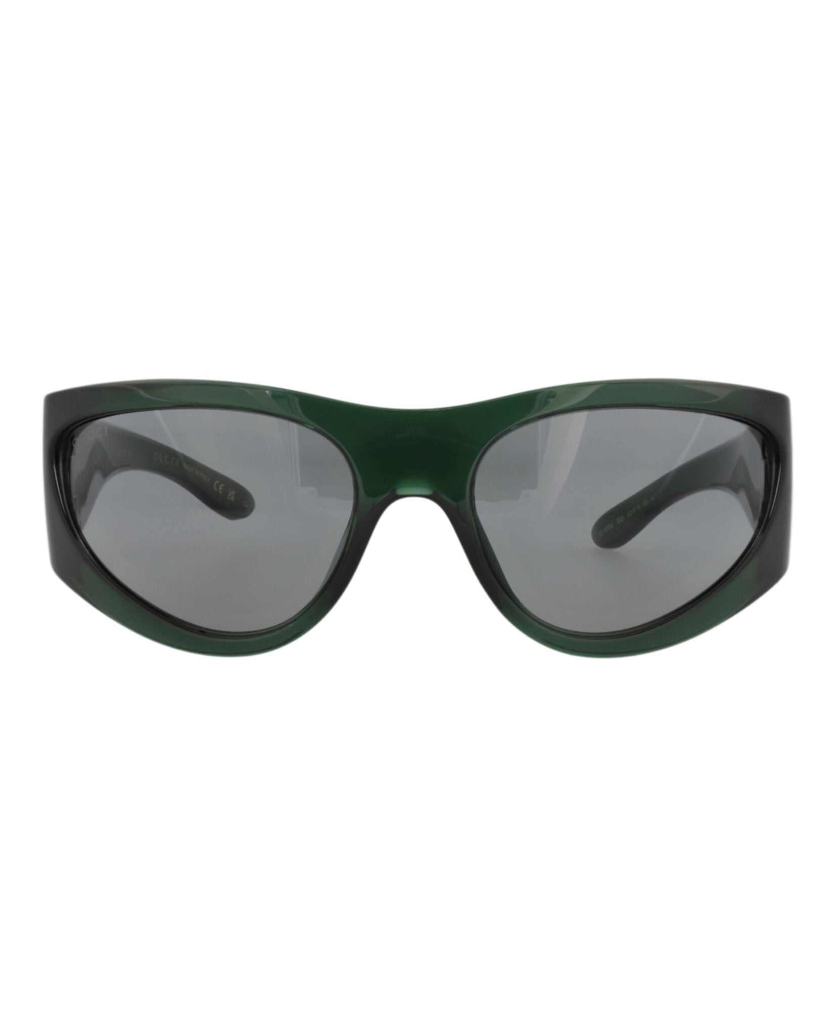 Gucci Mens Shield/Wrap Green Green Grey Fashion Designer Eyewear