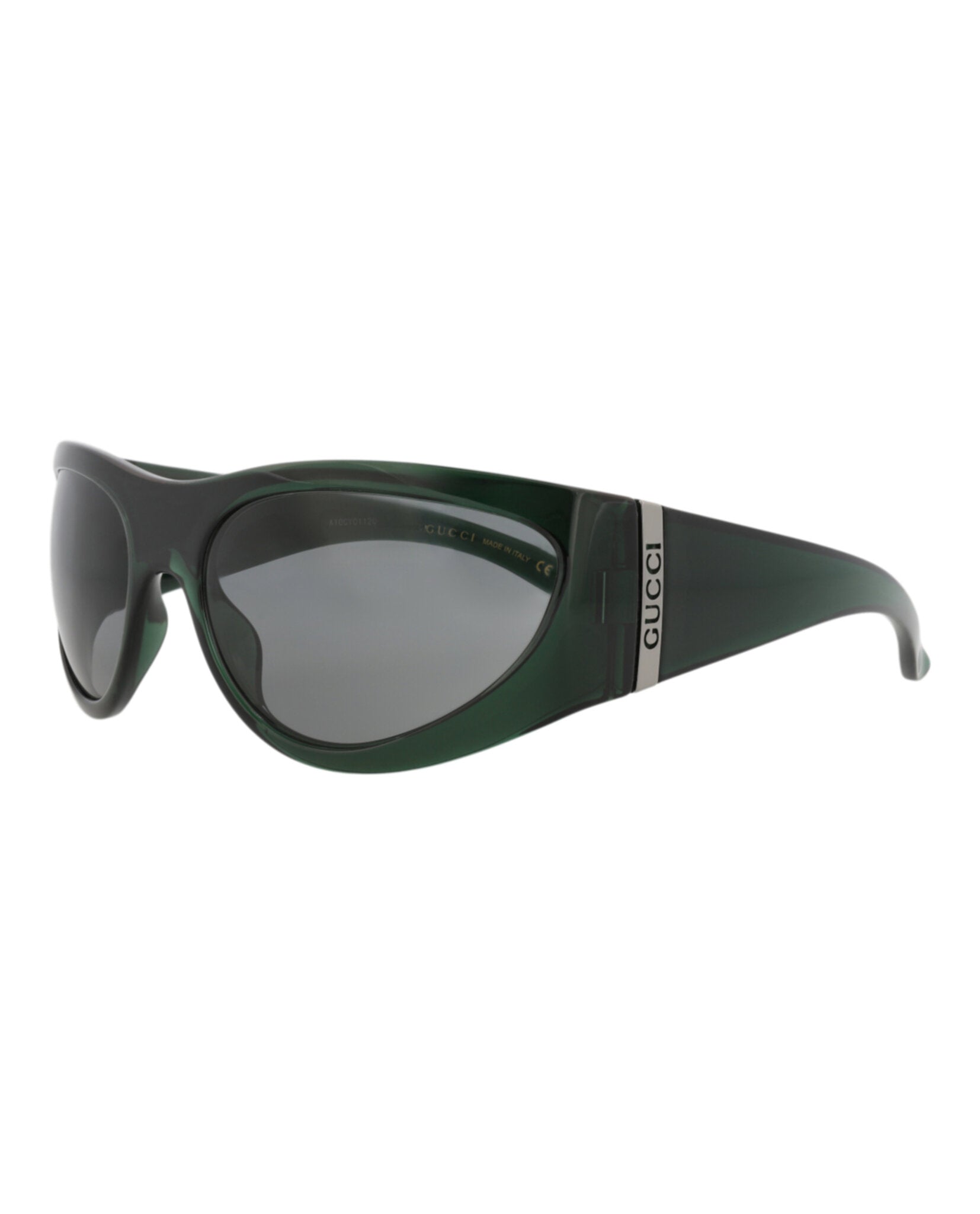 Gucci Mens Shield/Wrap Green Green Grey Fashion Designer Eyewear