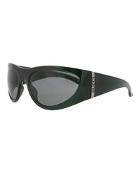 Gucci Mens Shield/Wrap Green Green Grey Fashion Designer Eyewear