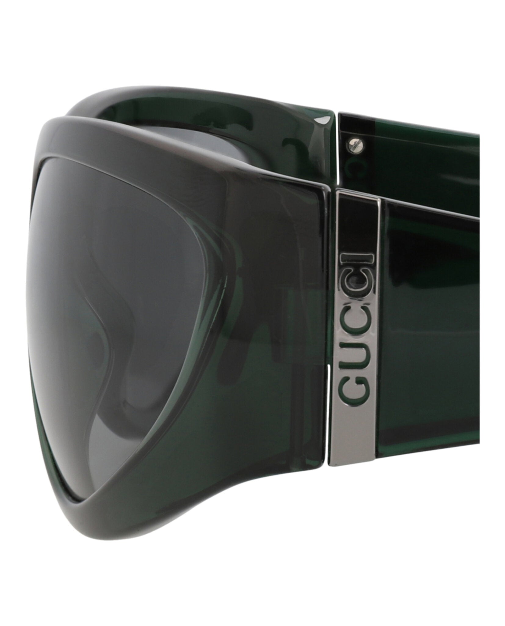 Gucci Mens Shield/Wrap Green Green Grey Fashion Designer Eyewear