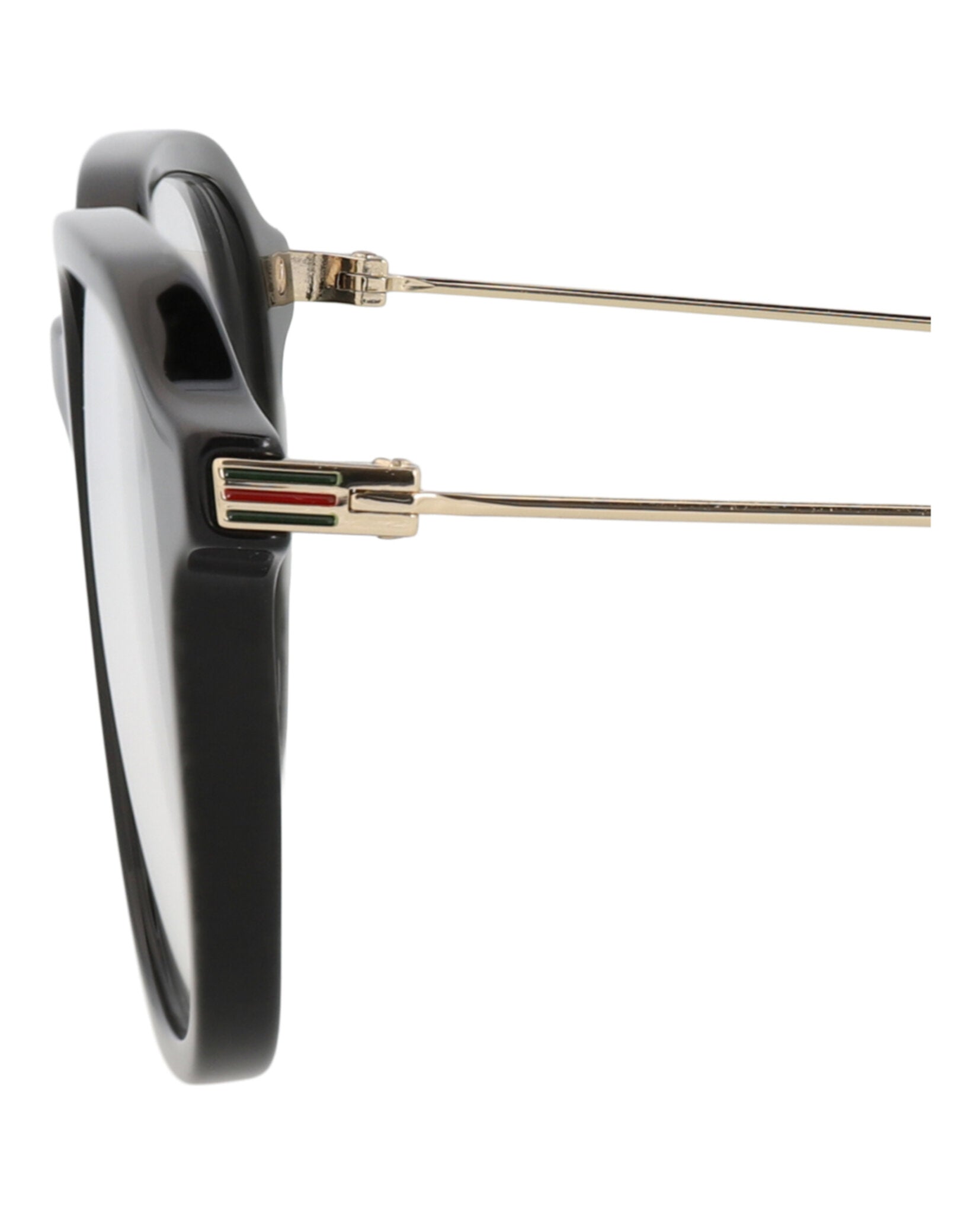 Gucci Gucci Mens Square/Rectangle Black Gold Transparent Fashion Designer Eyewear