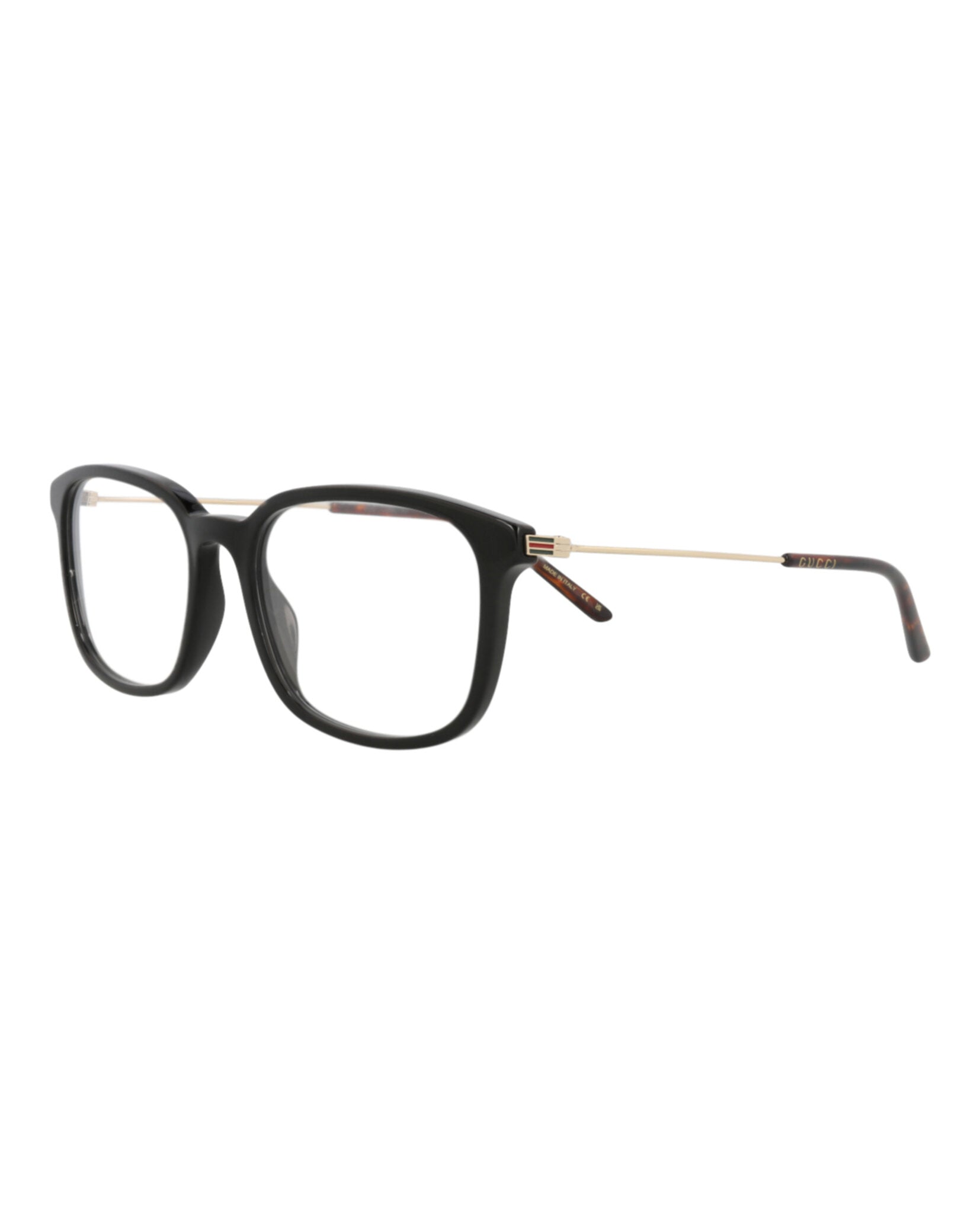 Gucci Gucci Mens Square/Rectangle Black Gold Transparent Fashion Designer Eyewear