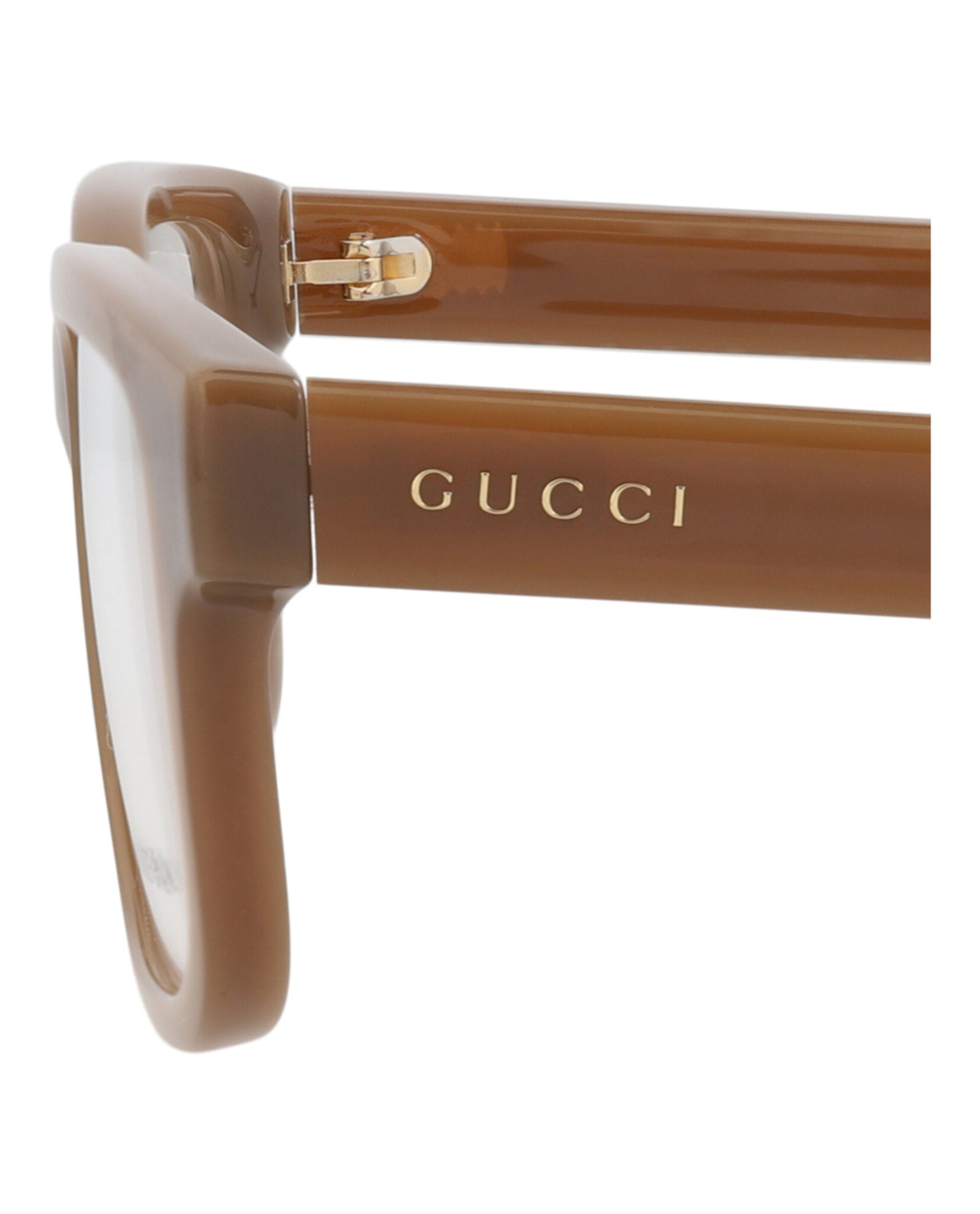 Gucci Mens Square/Rectangle Brown Brown Transparent Fashion Designer Eyewear