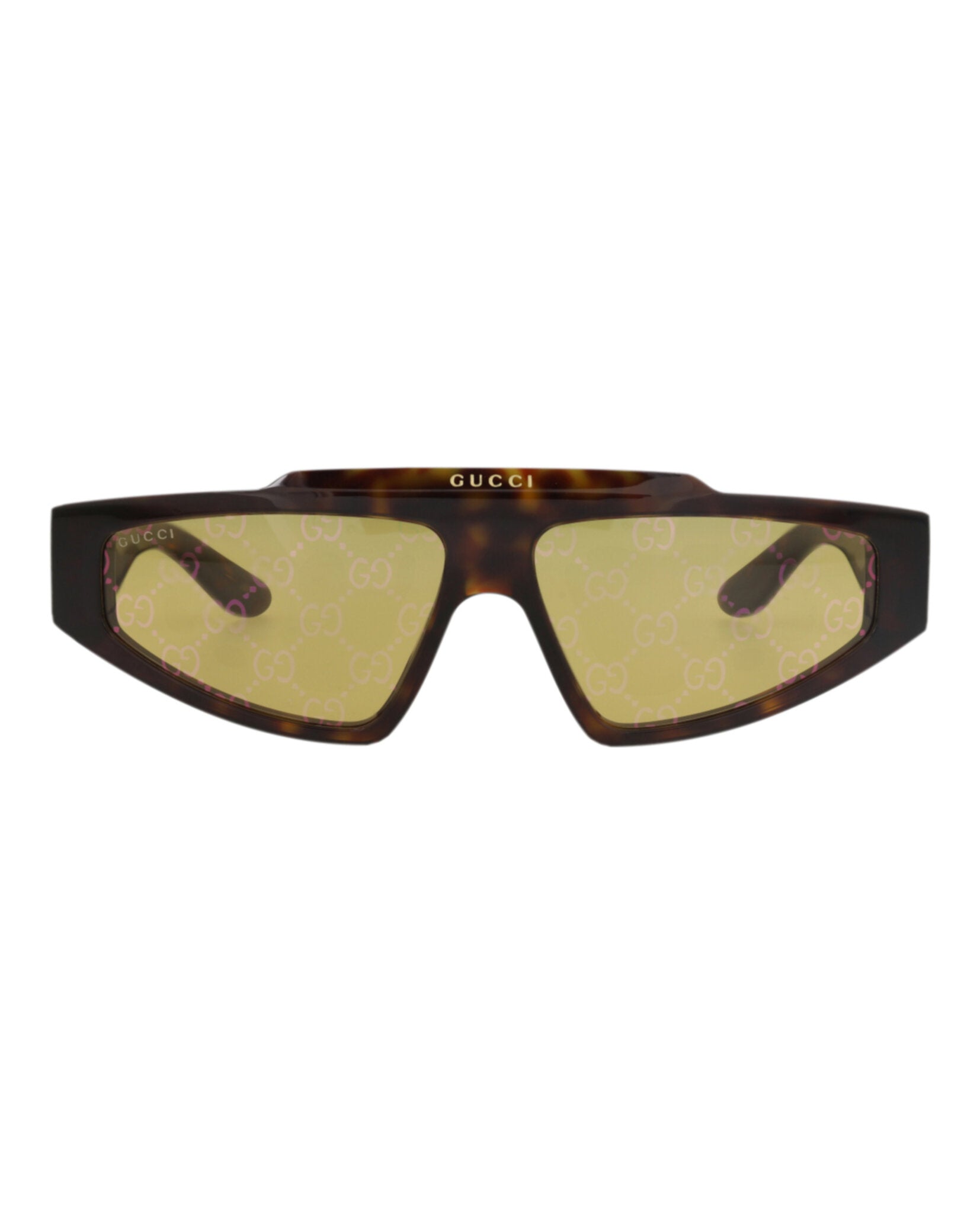 Gucci Gucci Mens Square/Rectangle Havana Havana Yellow Fashion Designer Eyewear