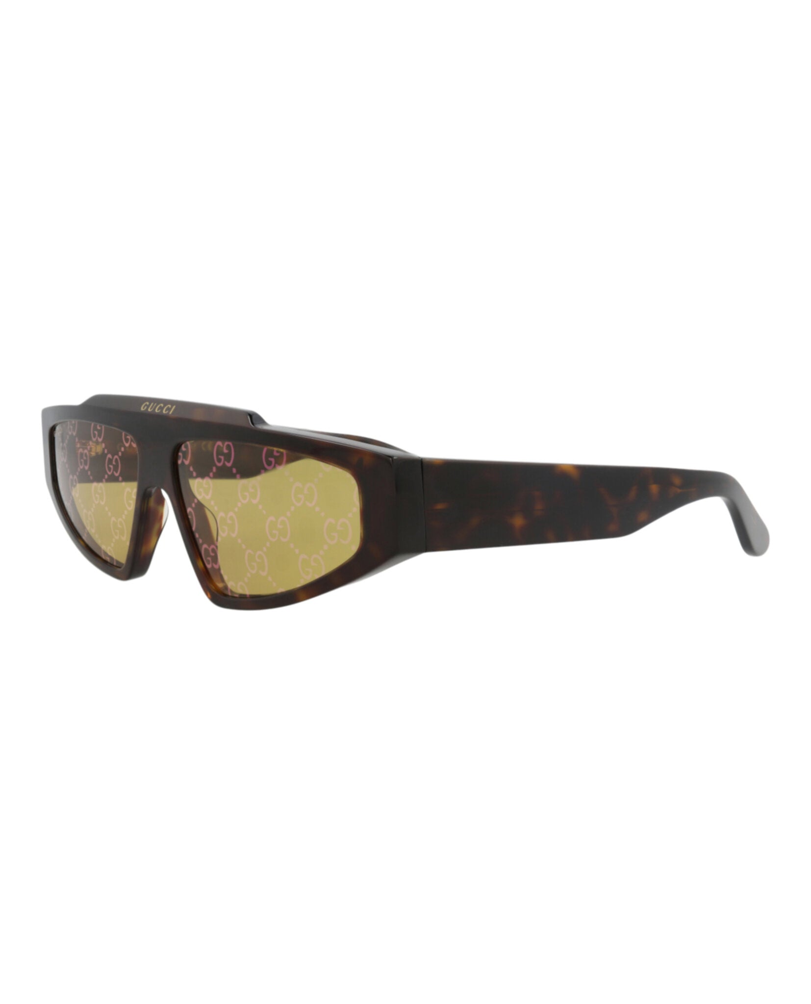 Gucci Gucci Mens Square/Rectangle Havana Havana Yellow Fashion Designer Eyewear