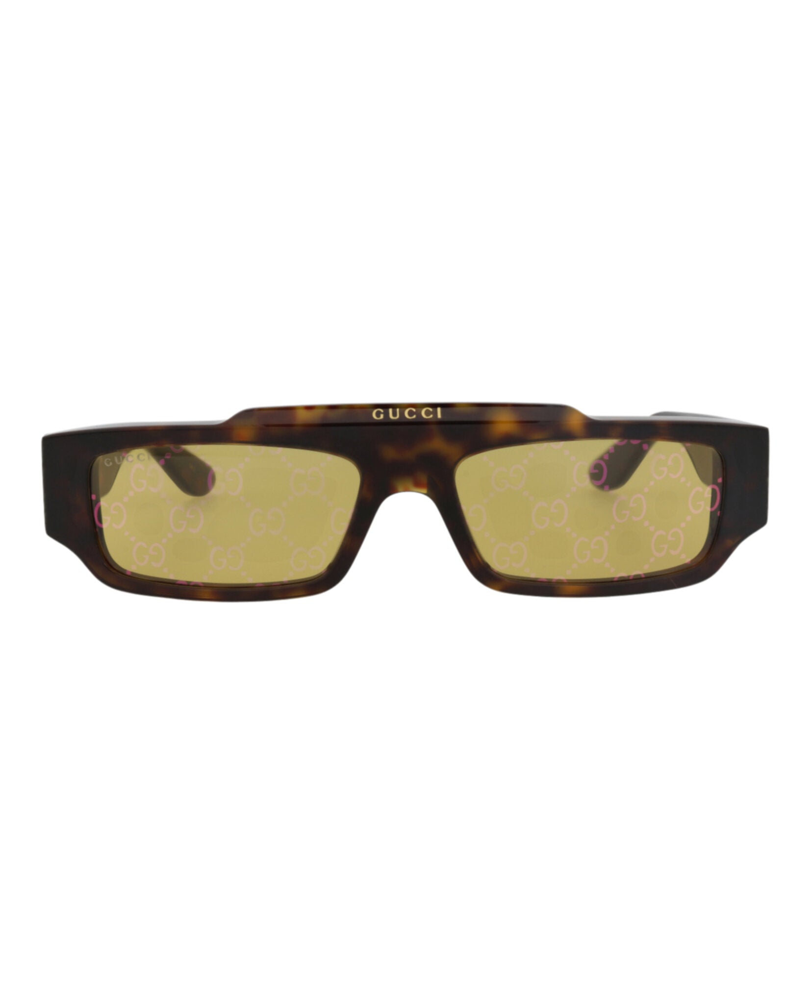 Gucci Gucci Mens Square/Rectangle Havana Havana Yellow Fashion Designer Eyewear