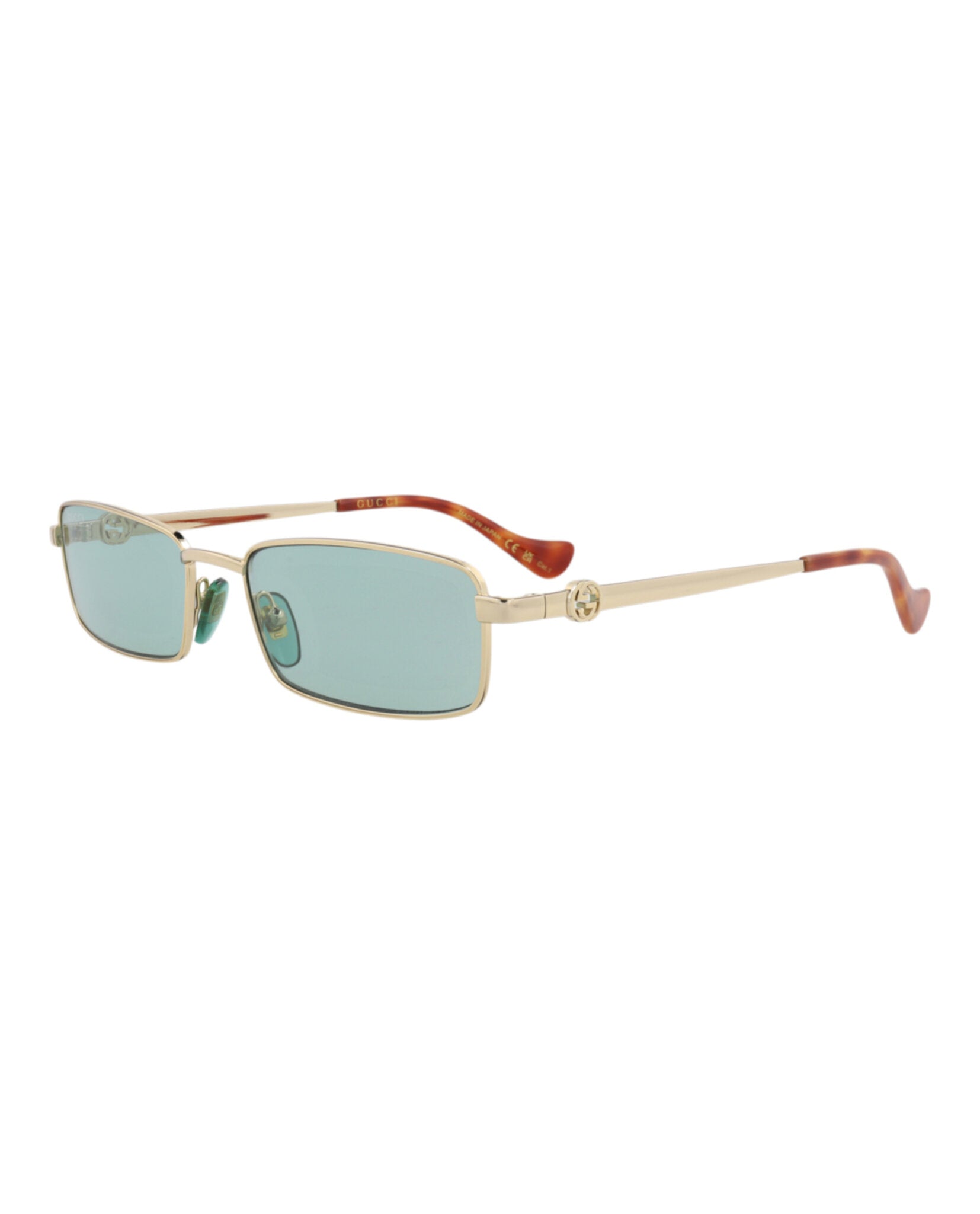 Gucci Gucci Womens Square/Rectangle Gold Gold Green Fashion Designer Eyewear
