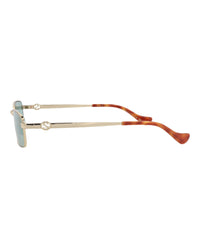 Gucci Gucci Womens Square/Rectangle Gold Gold Green Fashion Designer Eyewear