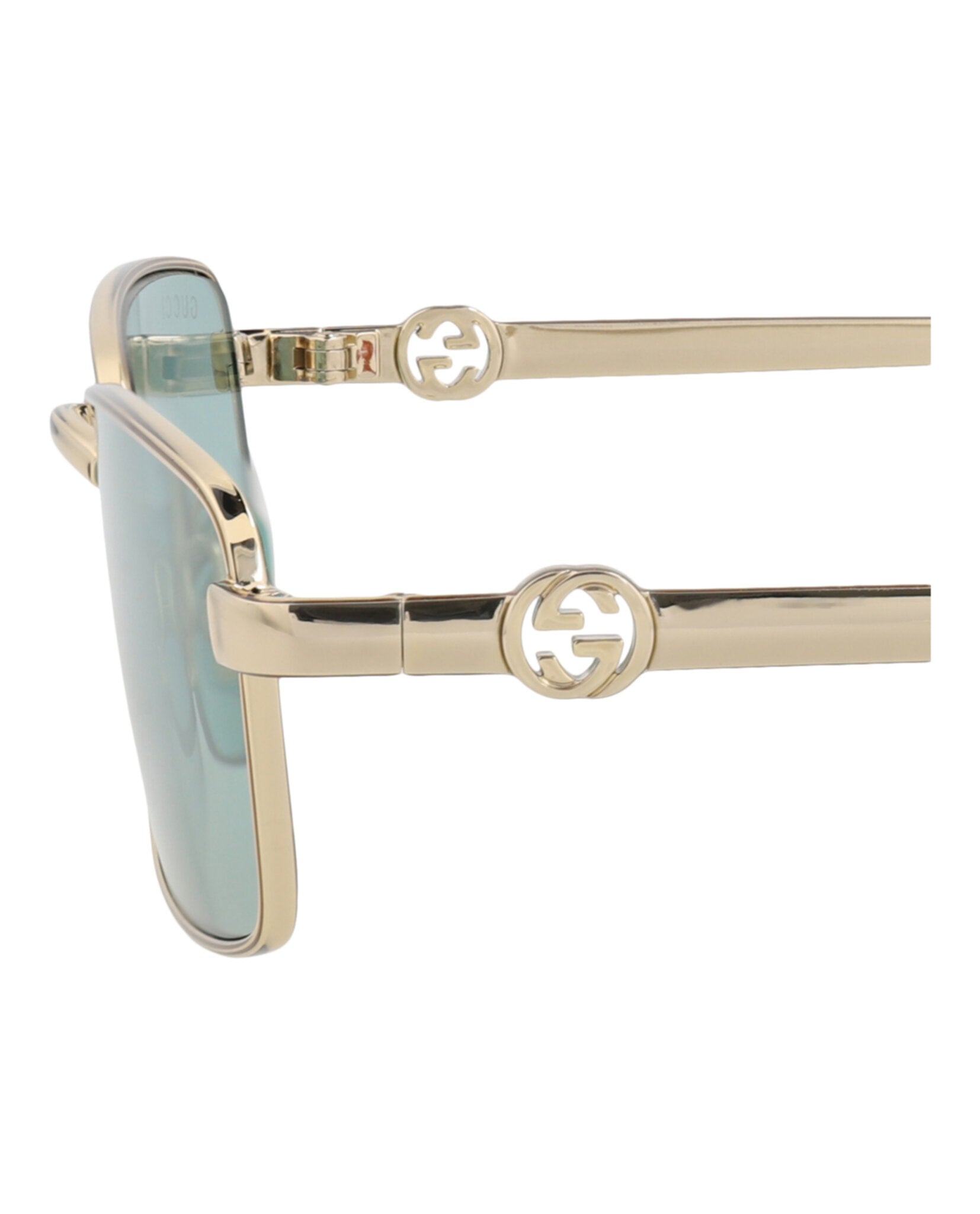 Gucci Gucci Womens Square/Rectangle Gold Gold Green Fashion Designer Eyewear