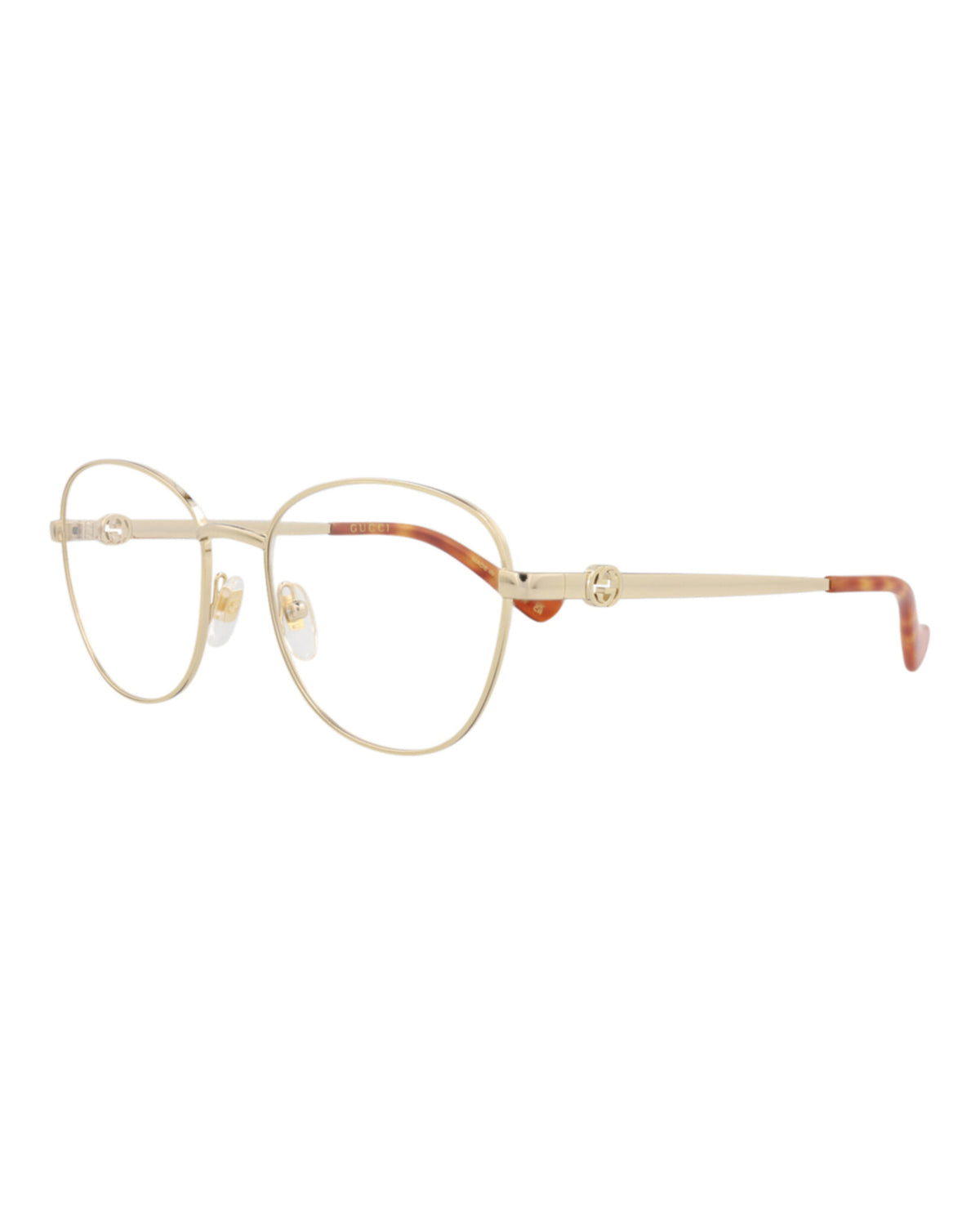 Gucci Womens Round/Oval Gold Gold Transparent Fashion Designer Eyewear