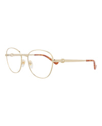 Gucci Womens Round/Oval Gold Gold Transparent Fashion Designer Eyewear