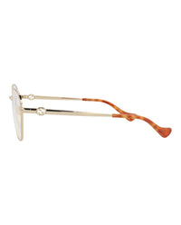 Gucci Womens Round/Oval Gold Gold Transparent Fashion Designer Eyewear
