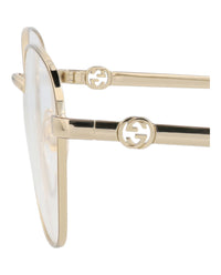 Gucci Womens Round/Oval Gold Gold Transparent Fashion Designer Eyewear