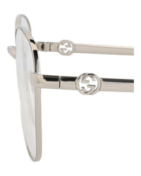 Gucci Gucci Womens Round/Oval Silver Silver Transparent Fashion Designer Eyewear