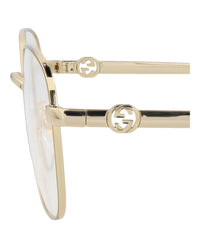 Gucci Womens Round/Oval Gold Gold Transparent Fashion Designer Eyewear