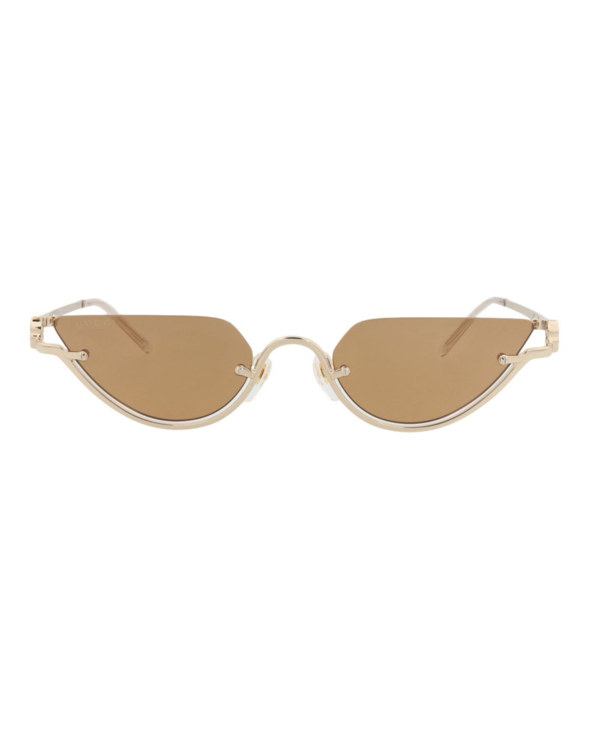 Gucci Womens Cat Eye Gold Gold Brown Fashion Designer Eyewear