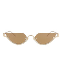 Gucci Womens Cat Eye Gold Gold Brown Fashion Designer Eyewear