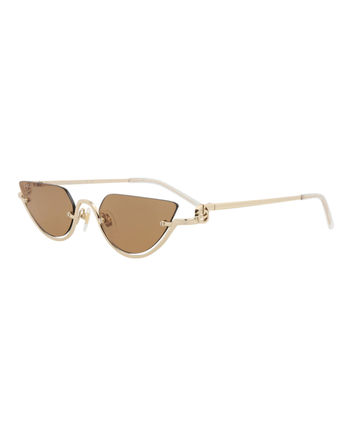 Gucci Womens Cat Eye Gold Gold Brown Fashion Designer Eyewear