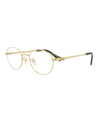 Gucci Womens Round/Oval Gold Gold Transparent Fashion Designer Eyewear