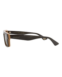 Gucci Mens Square/Rectangle Brown Brown Gold Fashion Designer Eyewear