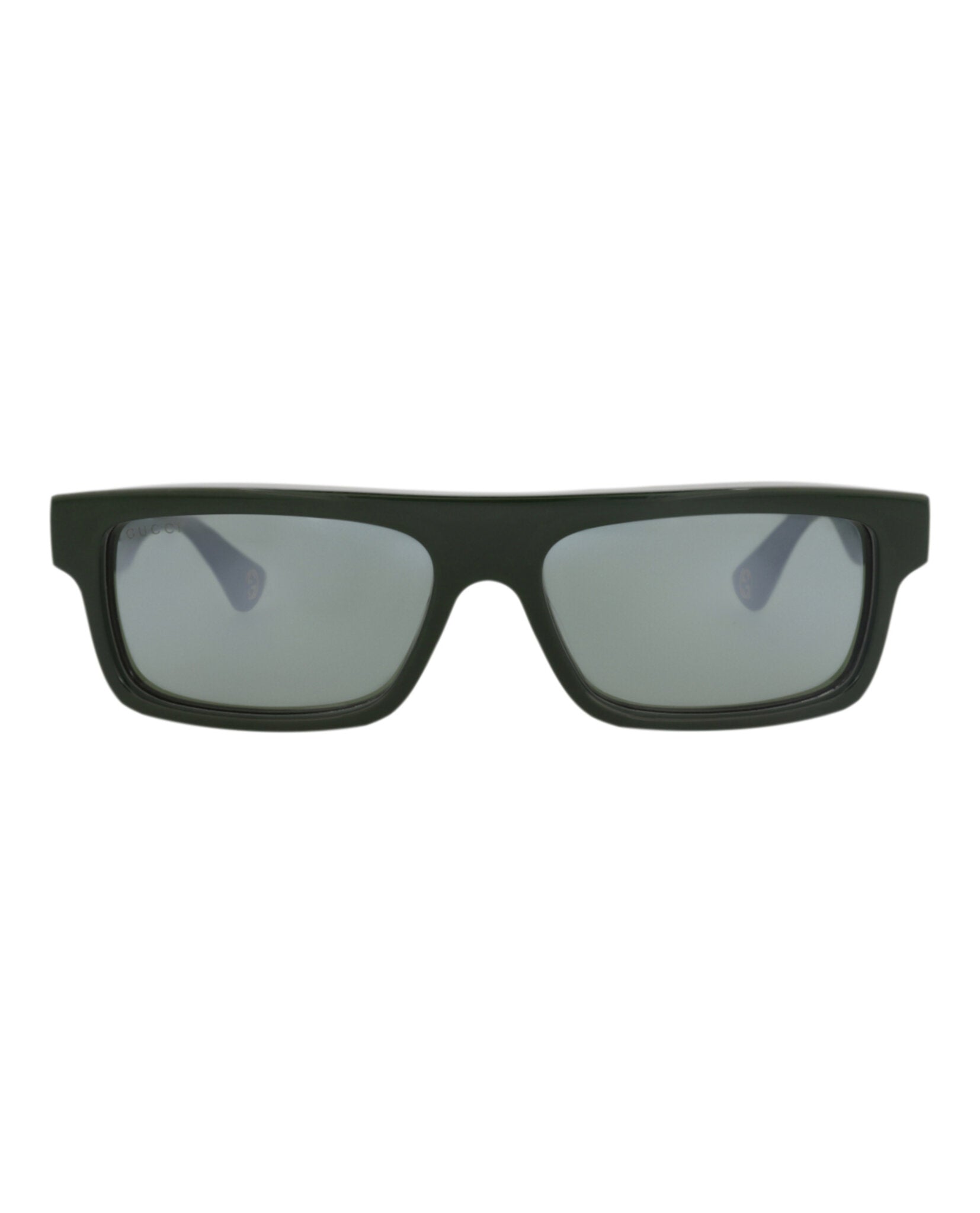 Gucci Gucci Mens Square/Rectangle Green Green Silver Fashion Designer Eyewear