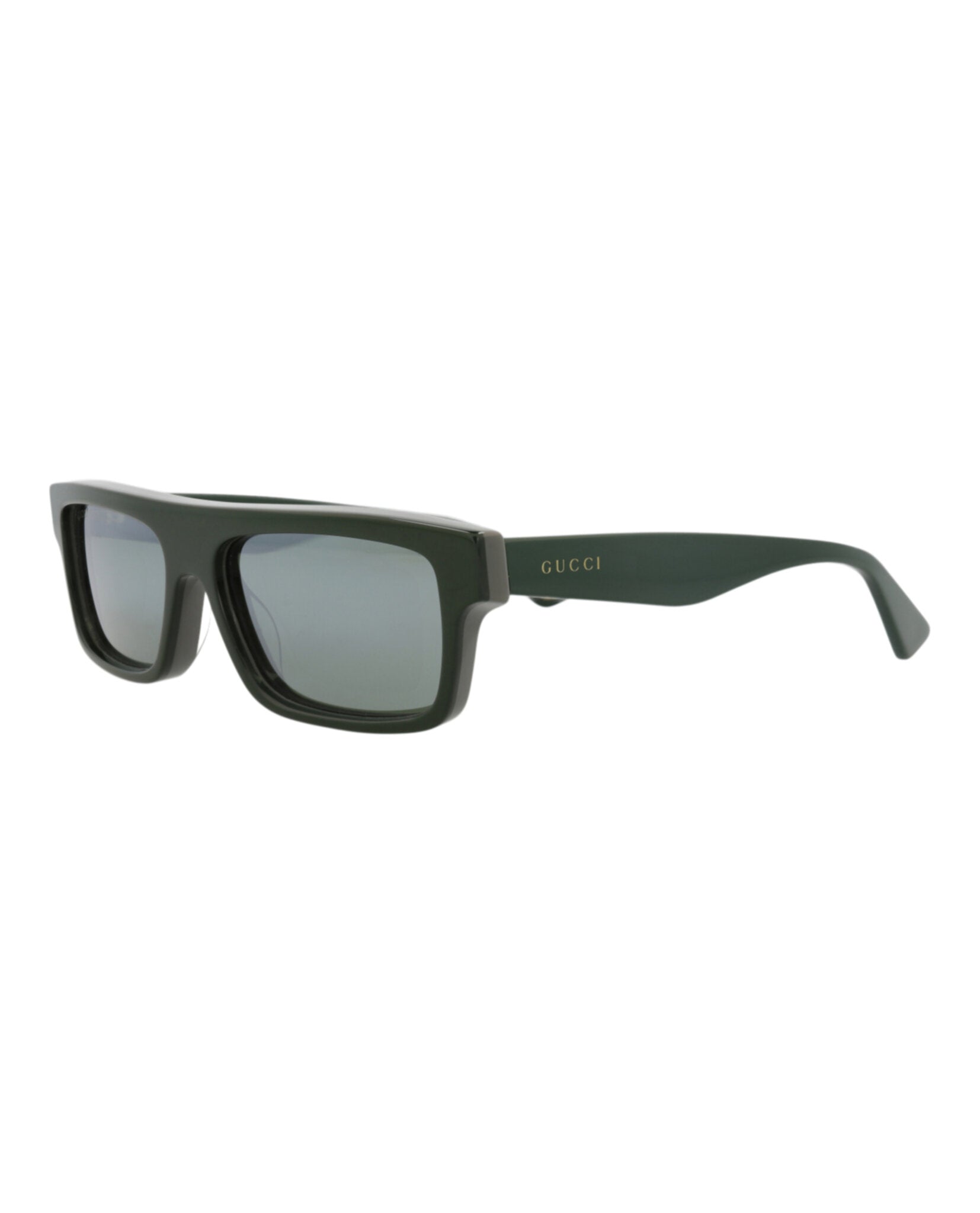 Gucci Gucci Mens Square/Rectangle Green Green Silver Fashion Designer Eyewear
