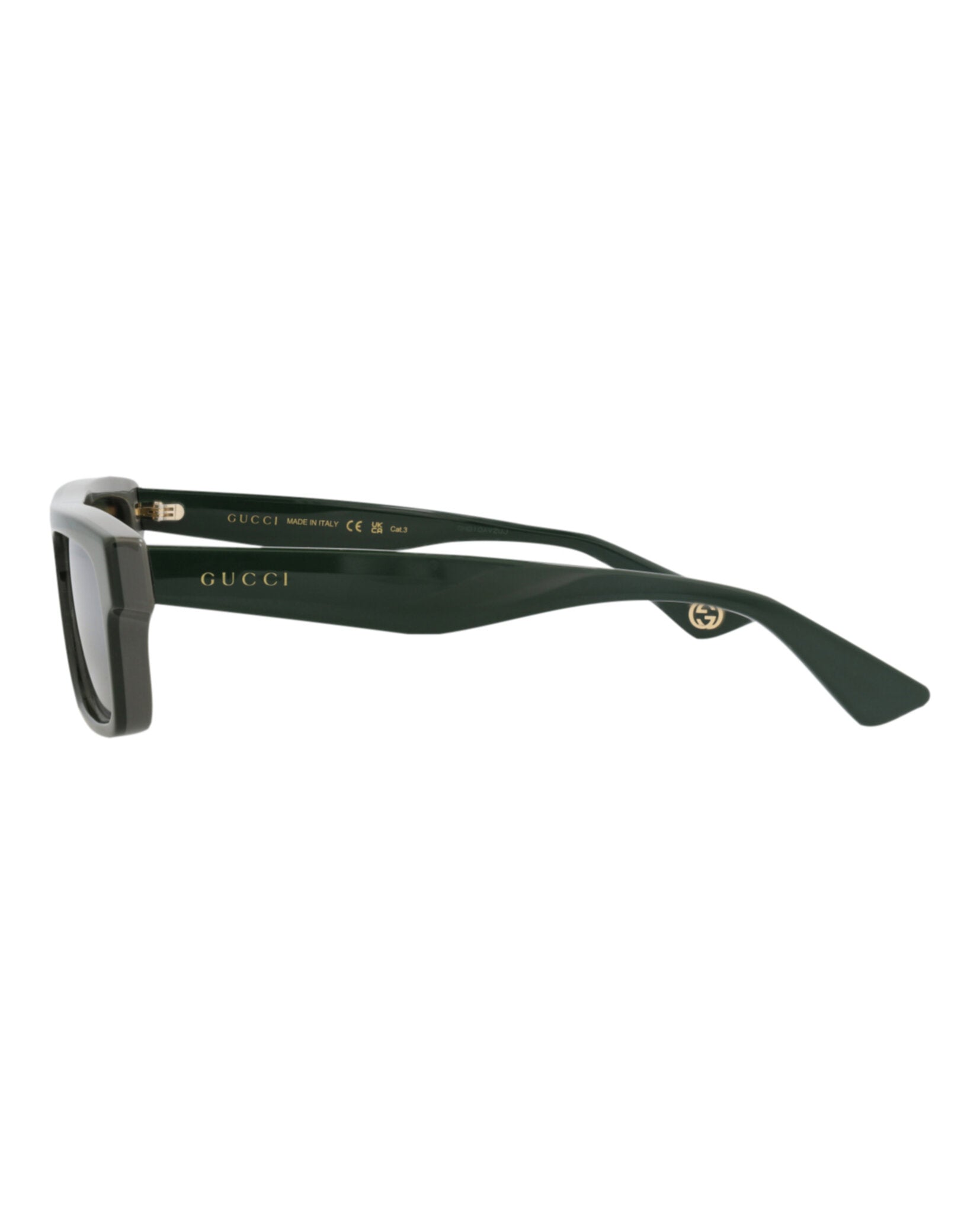 Gucci Gucci Mens Square/Rectangle Green Green Silver Fashion Designer Eyewear