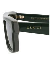 Gucci Gucci Mens Square/Rectangle Green Green Silver Fashion Designer Eyewear