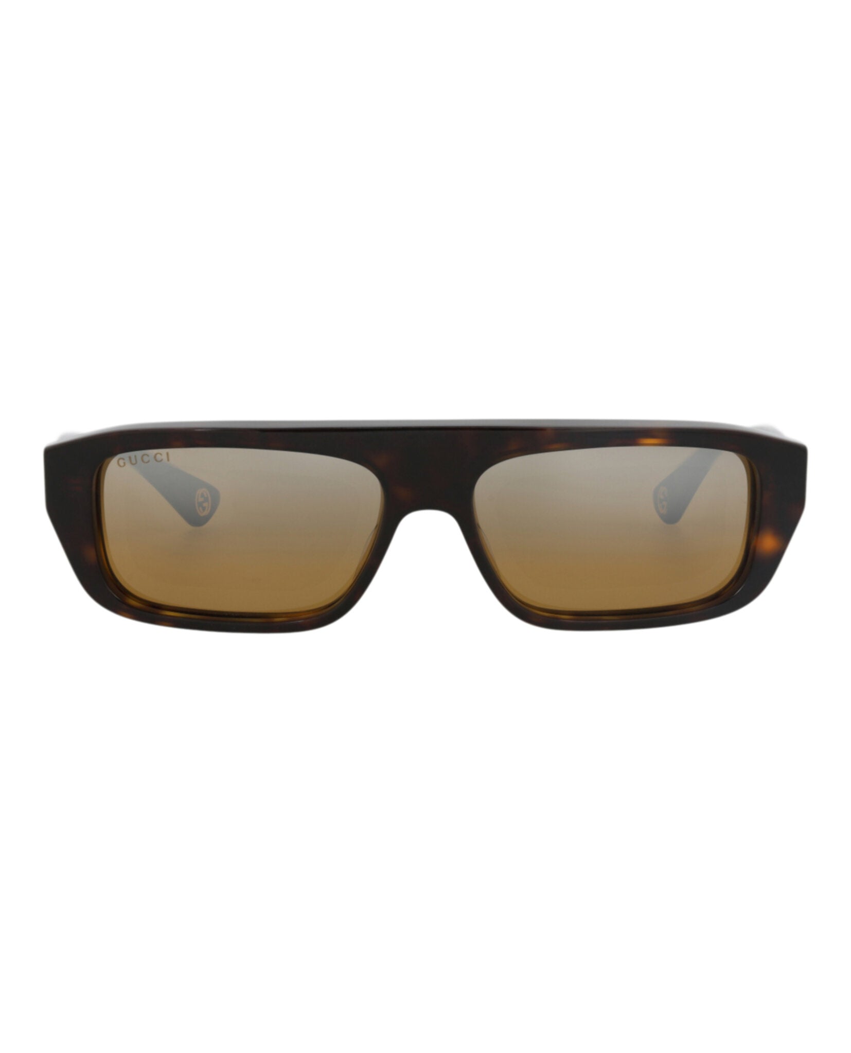 Gucci Gucci Mens Square/Rectangle Havana Havana Silver Fashion Designer Eyewear