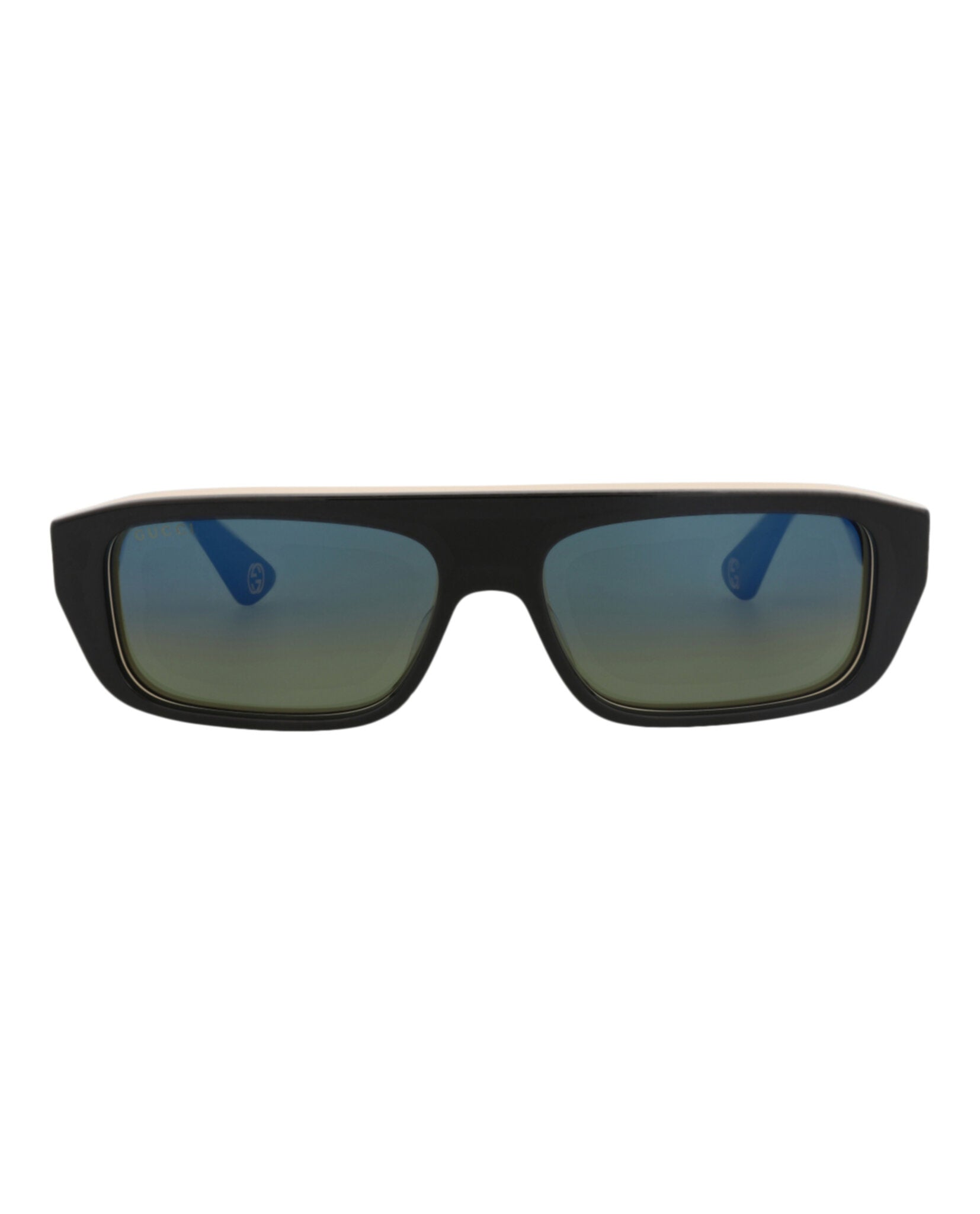 Gucci Gucci Mens Square/Rectangle Black Black Blue Fashion Designer Eyewear