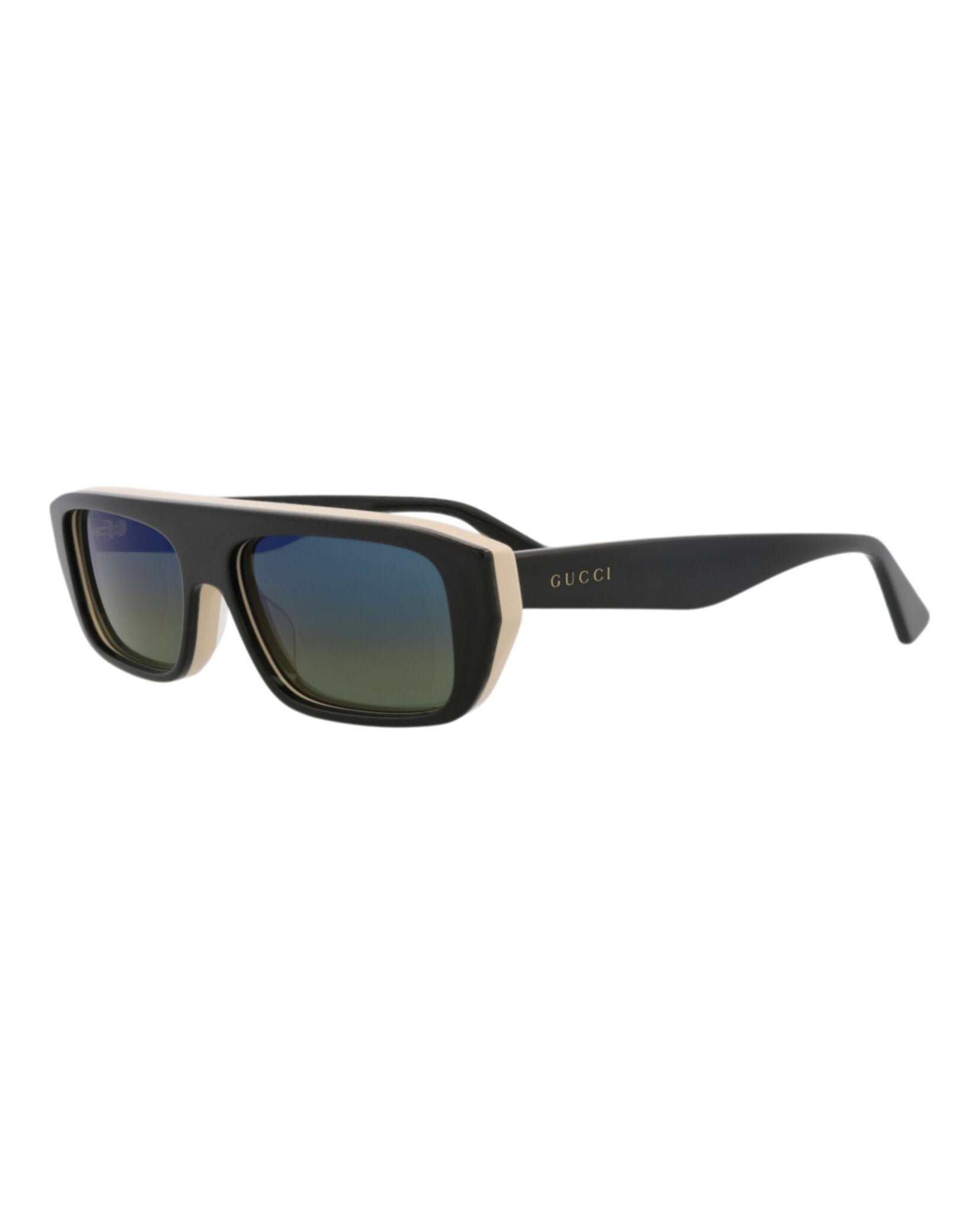 Gucci Gucci Mens Square/Rectangle Black Black Blue Fashion Designer Eyewear