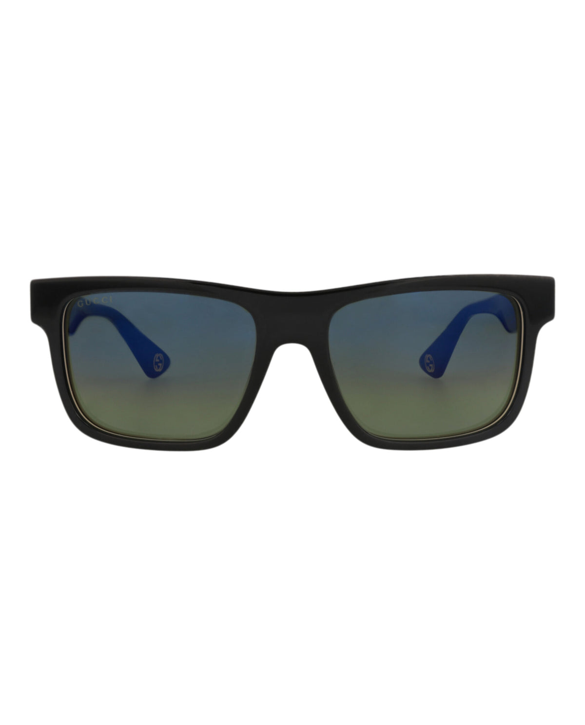 Gucci Mens Square/Rectangle Black Black Blue Fashion Designer Eyewear