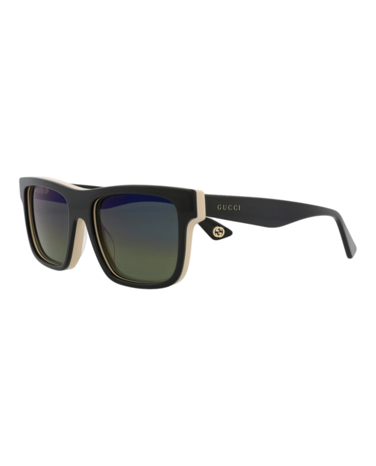 Gucci Mens Square/Rectangle Black Black Blue Fashion Designer Eyewear