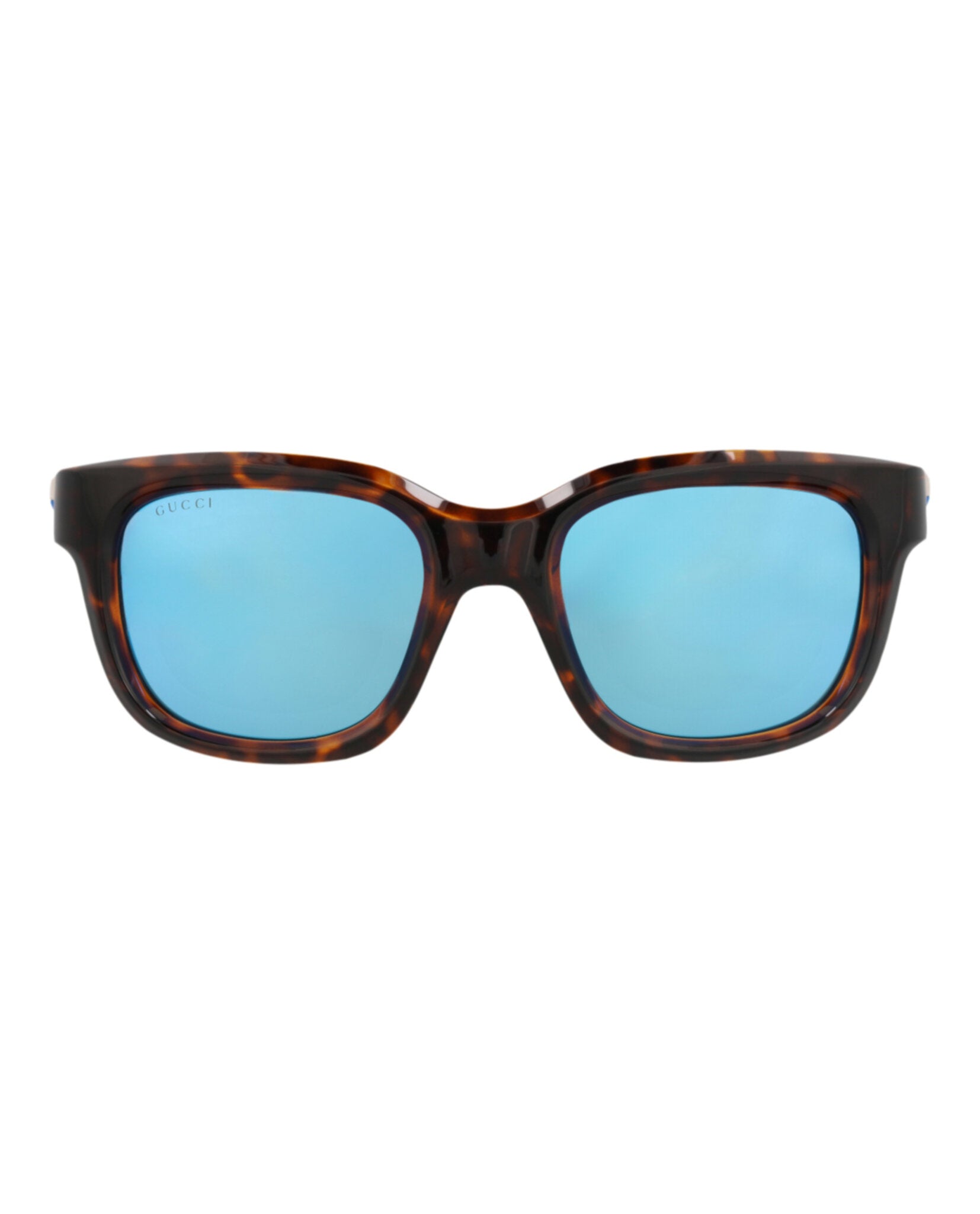 Gucci Mens Square/Rectangle Havana Havana Blue Fashion Designer Eyewear