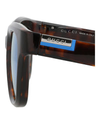 Gucci Mens Square/Rectangle Havana Havana Blue Fashion Designer Eyewear