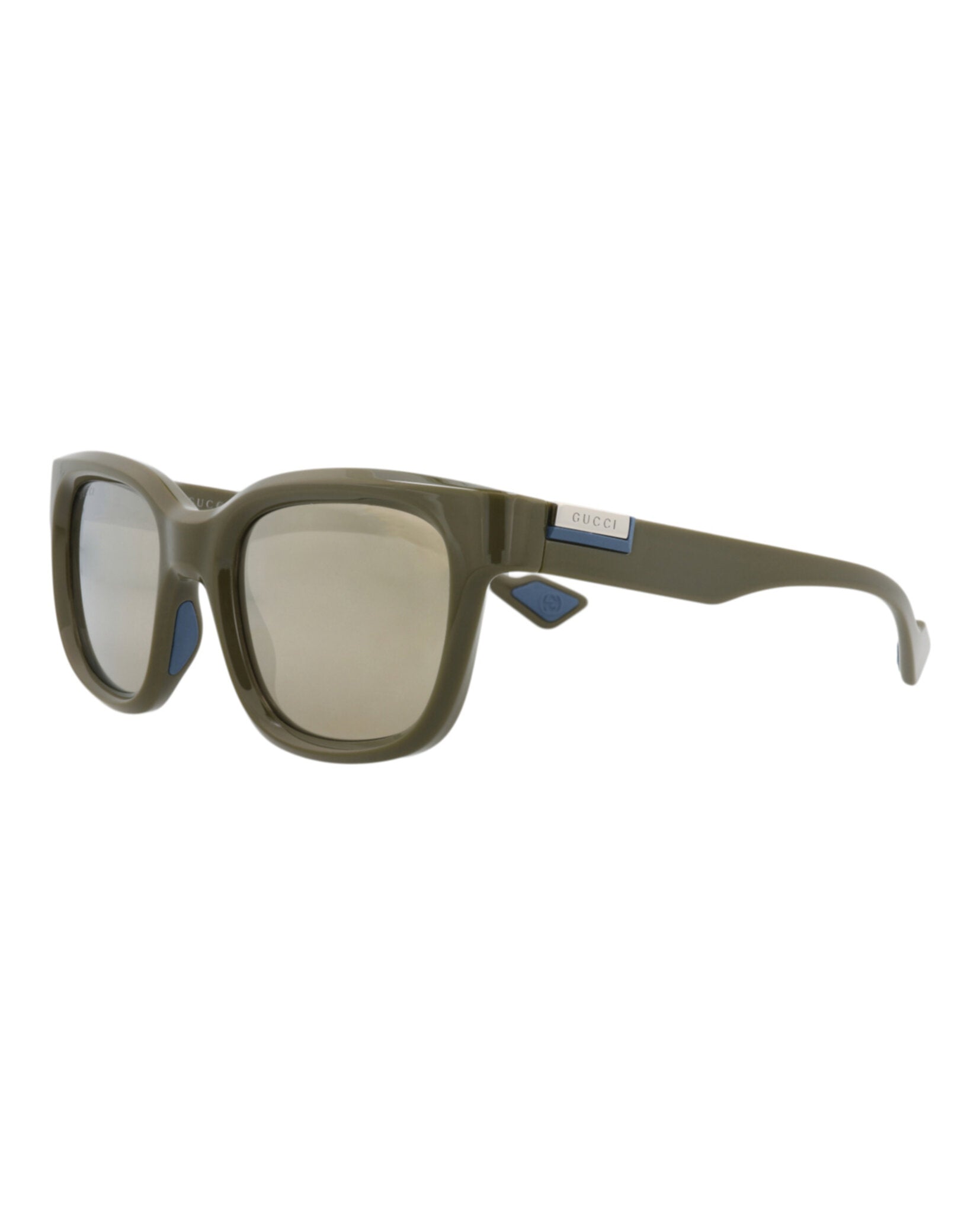 Gucci Mens Square/Rectangle Green Green Gold Fashion Designer Eyewear